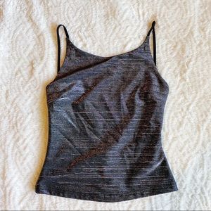 Y2K BLACK SHIMMER STRAPPY TANK